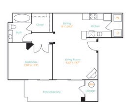 1 Bed 1 Bath 1824 floor plan